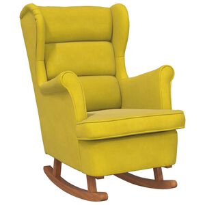 vidaXL Rocking Chair Yellow Velvet (100% polyester), solid rubber wood
