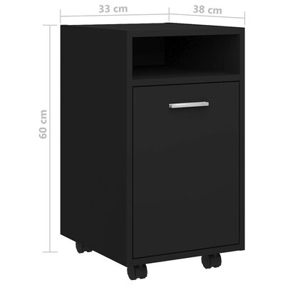 vidaXL Side Cabinet with Wheels Black 13"x15"x23.6" Engineered Wood