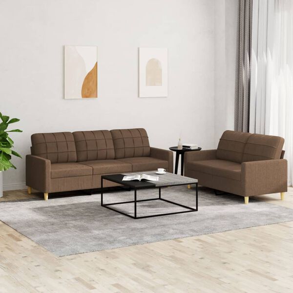 vidaXL Sofa Set Brown 100% polyester, metal, plywood, Textilene