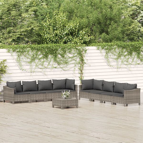 vidaXL Garden Lounge Set Grey PE rattan Large Modular