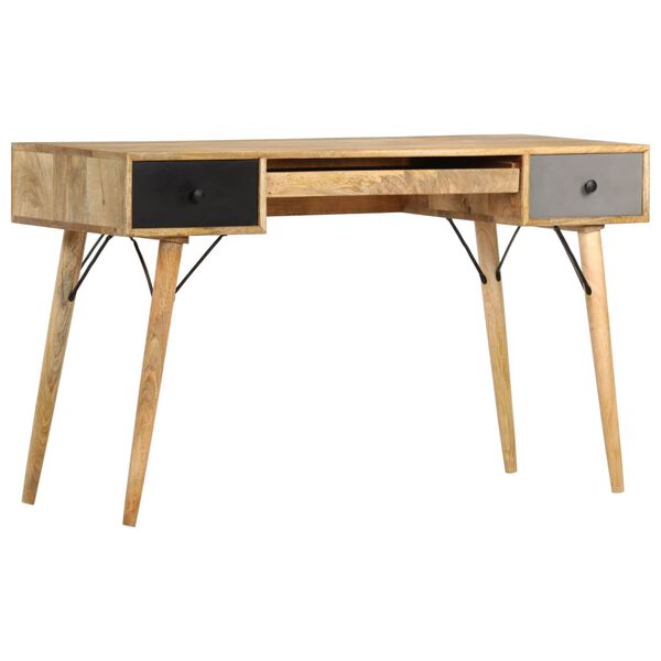 vidaXL Desk Natural Mango Wood Solid Mango Wood 51.2x19.7x31.5 in Desk