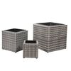 vidaXL Garden Raised Beds 3 pcs Poly Rattan Gray