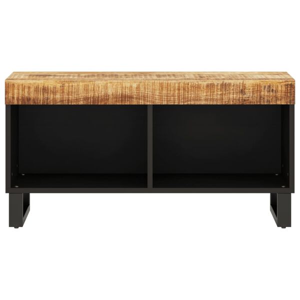 vidaXL TV Cabinet Natural wood and black Solid mango wood, Iron Medium