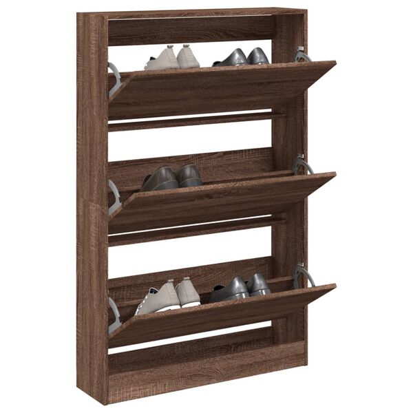 vidaXL Shoe Cabinet Brown Oak 31.5"x8.3"x49.4" Engineered Wood