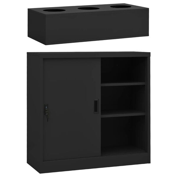 vidaXL Cabinet With Planter Box Anthracite Steel Medium