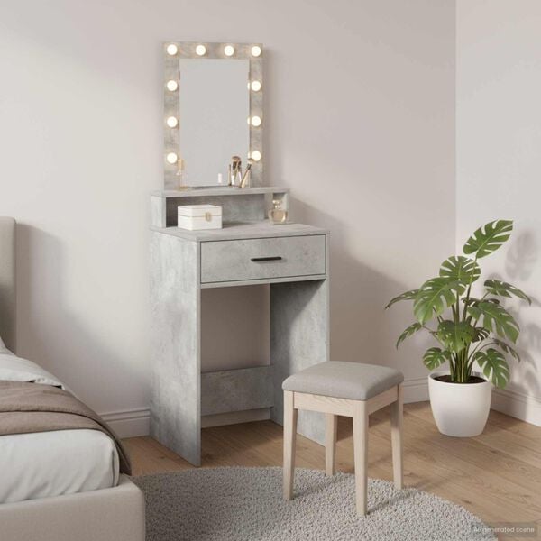 vidaXL Dressing Table Grey 19.69 x 16.14 x 55.12 in Engineered Wood