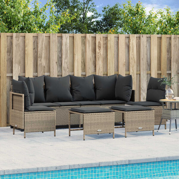 vidaXL Garden Sofa Set Light grey PE rattan Large Modular