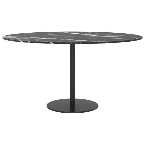 vidaXL Table Top Black with marble design Tempered Glass Medium Durable