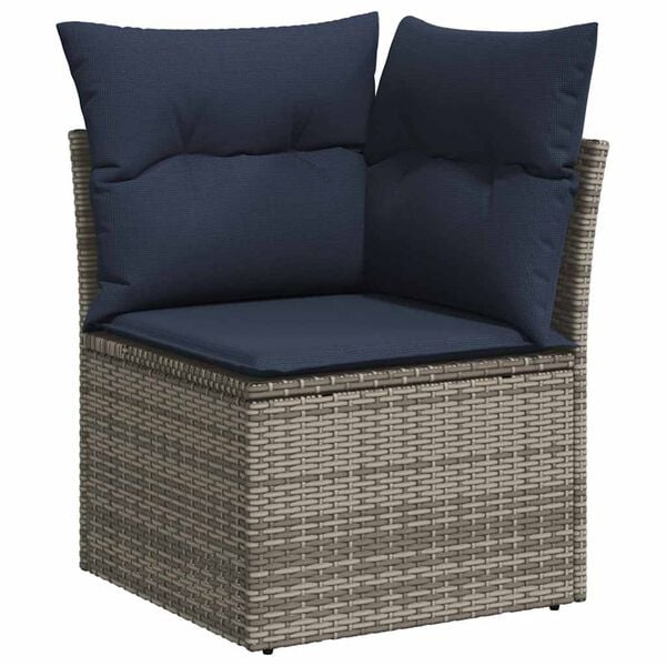 vidaXL 8 Piece Garden Sofa Set with Cushions Grey Poly Rattan Acacia