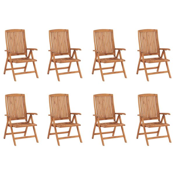 vidaXL Garden Chair Set of 8 Natural Wood Solid Teak Wood Standard
