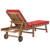 vidaXL Sunlounger Set of 2 Red Solid Teak Wood Standard