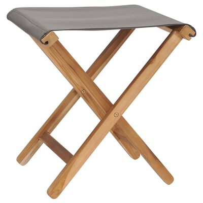 vidaXL Folding Chairs 2 pcs Solid Teak Wood and Fabric Dark Gray