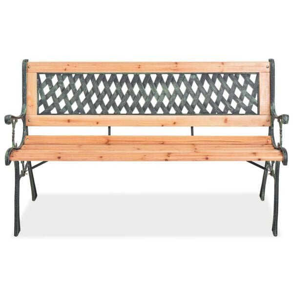 vidaXL Garden Bench Wood Brown, Black Wood, Wrought Iron, PVC Standard