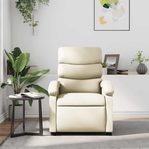 vidaXL Recliner Chair Cream Faux leather with metal and plywood frame
