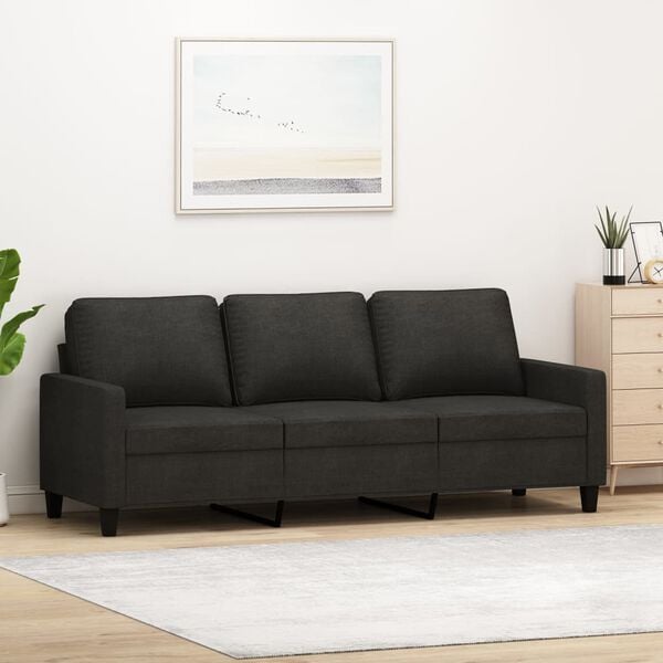 vidaXL 3-seater Sofa Black Polyester, Metal, Textilene 3-seater