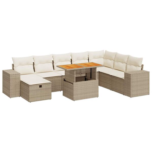 vidaXL Garden Sofa Set Beige PE Rattan Large Modular Garden Sofa Set