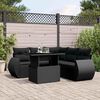 vidaXL Garden Sofa Set Black PE rattan, powder-coated steel, tempered glass