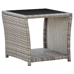 vidaXL Coffee Table Grey and Black Poly Rattan Compact Durable