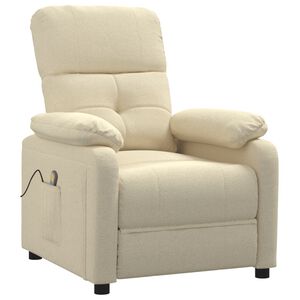 vidaXL Massage Chair Cream Fabric, Wood, Metal Large