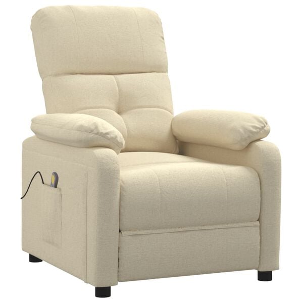 vidaXL Massage Chair Cream Fabric, Wood, Metal Large