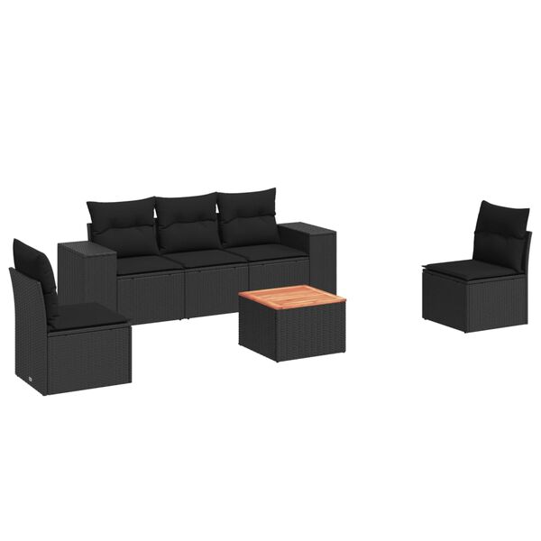 vidaXL Garden Sofa Set Black PE rattan, powder-coated steel, acacia wood