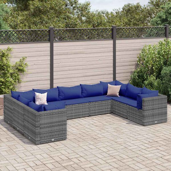 vidaXL Patio Lounge Set Gray, Dark Blue