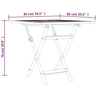 vidaXL Folding Patio Table 33.5"x33.5"x29.9" Solid Teak Wood
