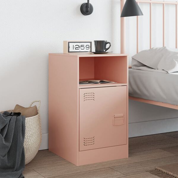 vidaXL Bedside Cabinet Pink Cold-rolled steel Small Bedside Cabinet