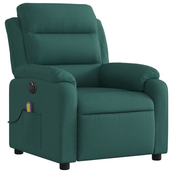 vidaXL Electric Massage Recliner Chair Dark Green Fabric Medium