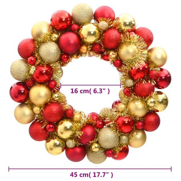 vidaXL Christmas Wreath Red and Gold Polystyrene Medium