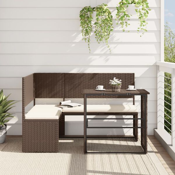 vidaXL Garden Sofa Brown and Cream White