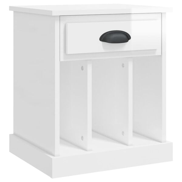 vidaXL Bedside Cabinet High gloss white Engineered wood Standard