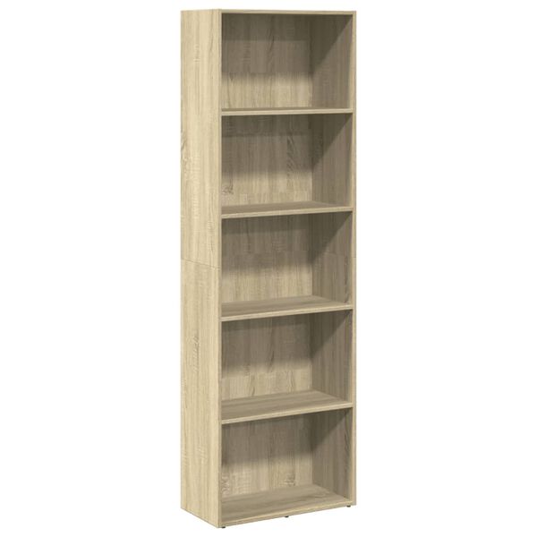 vidaXL Bookcase Sonoma Oak Engineered Wood 23.6 x 11.8 x 74.4 in