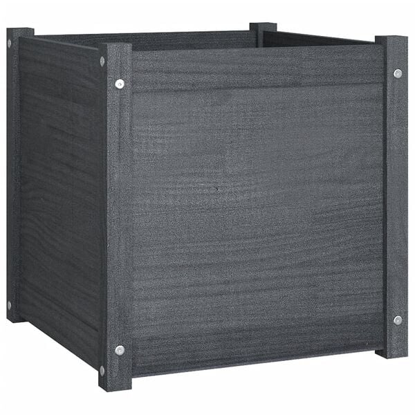 vidaXL Garden Planter Set of 2 Grey Solid Pinewood 19.7x19.7x19.7 in