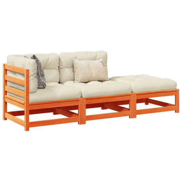 vidaXL Garden Sofa Set Wax Brown Solid Pine Wood, Oxford Fabric Modular