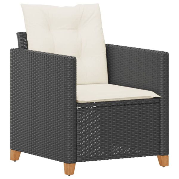vidaXL Garden Chair Black, Cream White PE rattan 24 x 26.4 x 27.2 in
