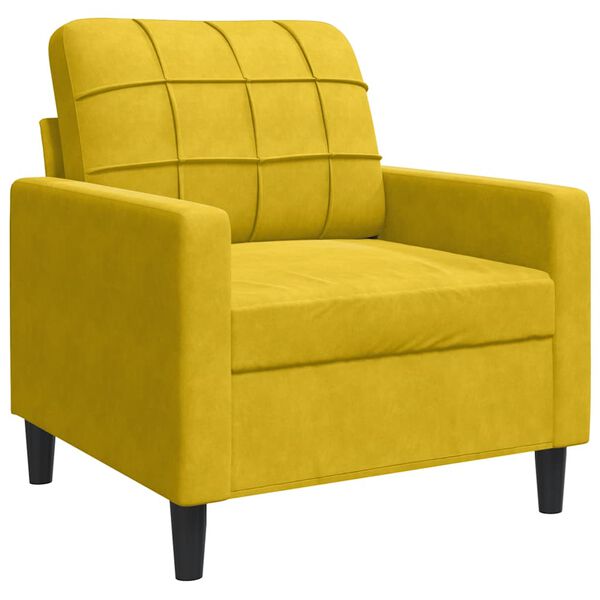 vidaXL Sofa Chair Yellow Velvet Single Sofa Chair Square Modern