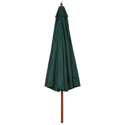 vidaXL Outdoor Parasol with Wooden Pole 129.9" Green