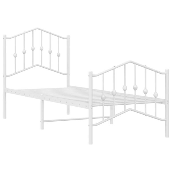 vidaXL Bed Frame White Powder-coated steel Small Single Bed Frame