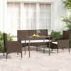 vidaXL 4 Piece Patio Lounge Set with Cushions Brown Poly Rattan