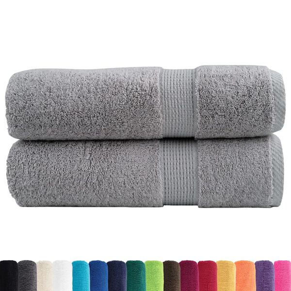 vidaXL Shower Towel Set of 2 Grey 100% cotton 27.6 x 55.1 in Durable