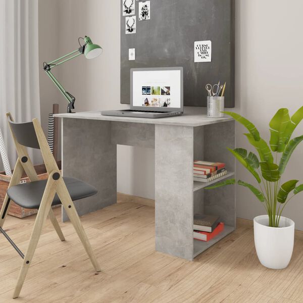 vidaXL Desk Concrete Grey Chipboard 43.3x23.6x28.7 in Desk Rectangular