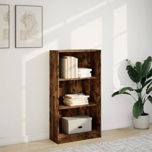 vidaXL Bookcase Smoked Oak Engineered Wood 23.6x9.4x42.9 in Bookcase