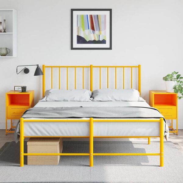 vidaXL Bedside Cabinet Set of 2 Mustard Yellow Steel Small