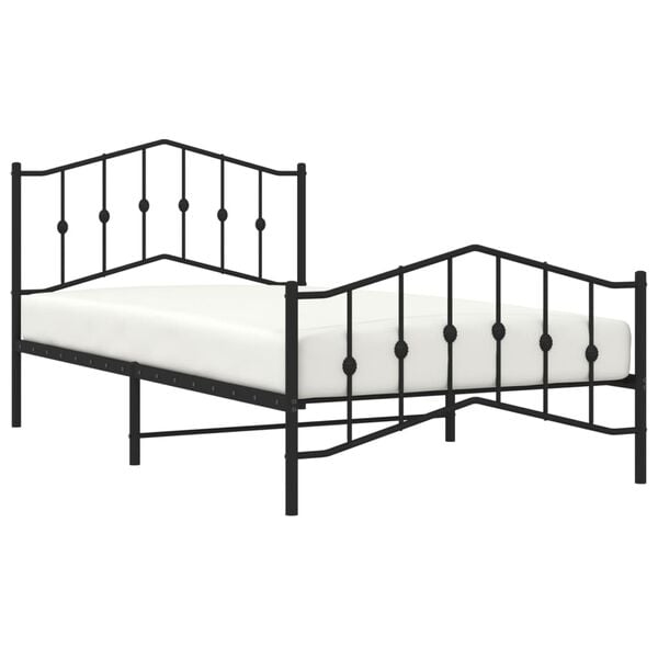 vidaXL Bed Frame Black Powder-Coated Steel 42.1 x 79.9 in Bed Frame