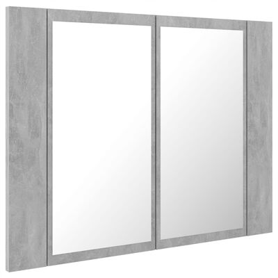 vidaXL LED Bathroom Mirror Cabinet Concrete Gray 23.6"x4.7"x17.7"