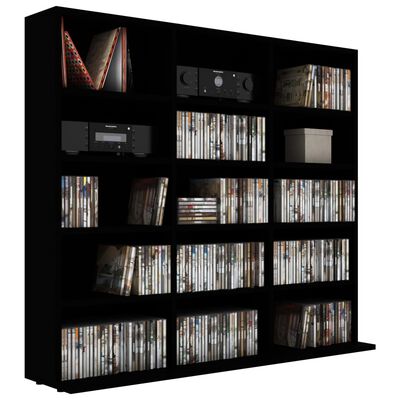 vidaXL CD Cabinet Black 40.2"x9.1"x35.2" Engineered Wood