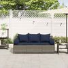 vidaXL Patio Sofa with Cushions 3-Seater Gray Poly Rattan