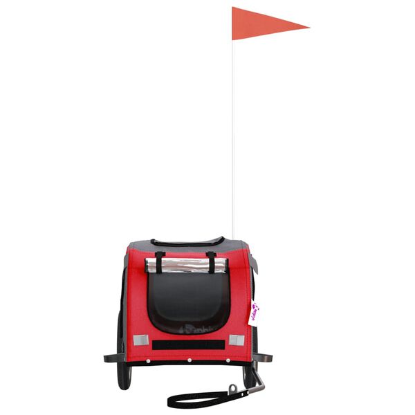 vidaXL Pet Bike Trailer Red and Grey Oxford fabric, Iron, PVC One Size