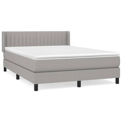 vidaXL Box Spring Bed with Mattress Light Gray Full Fabric